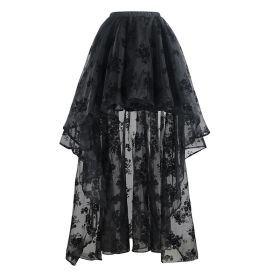 Korean-style Embroidered Floor-length Bridal Wedding Dress Long Sleeve Lace Slim-fit Slimming Irregular Half-length (Option: Black-M)